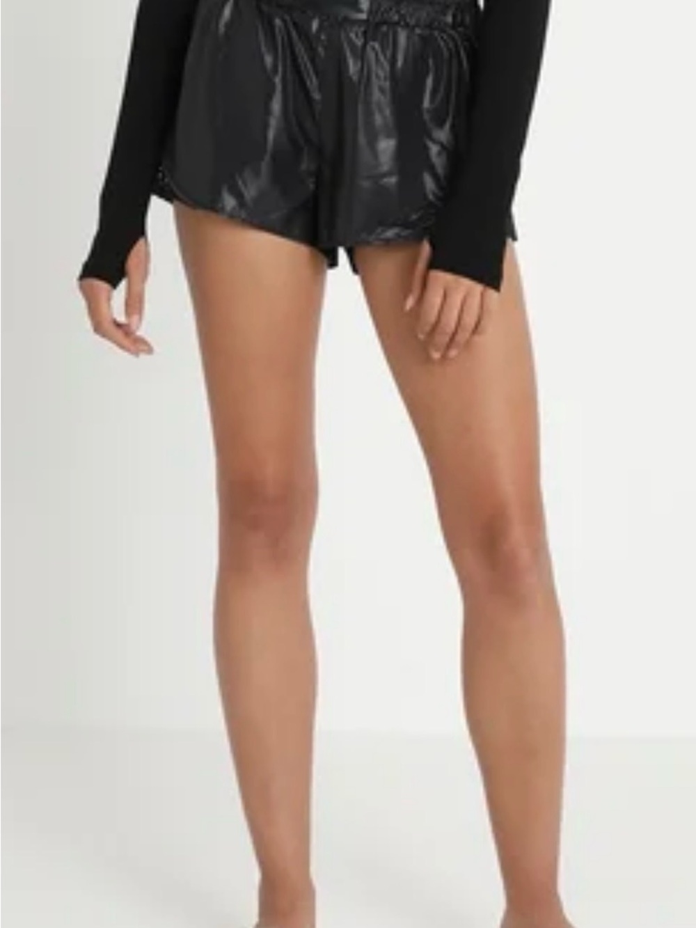 Free People "At First Sight" Faux Leather Shorts - Black